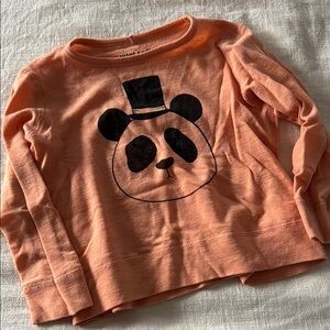 Mini Rodini Orange Peach Panda Graphic Kids Shirt